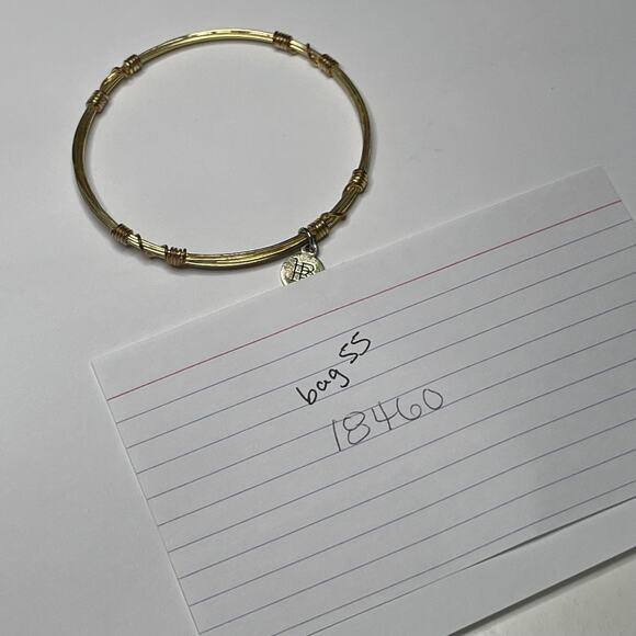 BOURBON & BOWETIES gold tone bracelet bangle COLOR signed jewelry wire wrapped - Picture 10 of 10